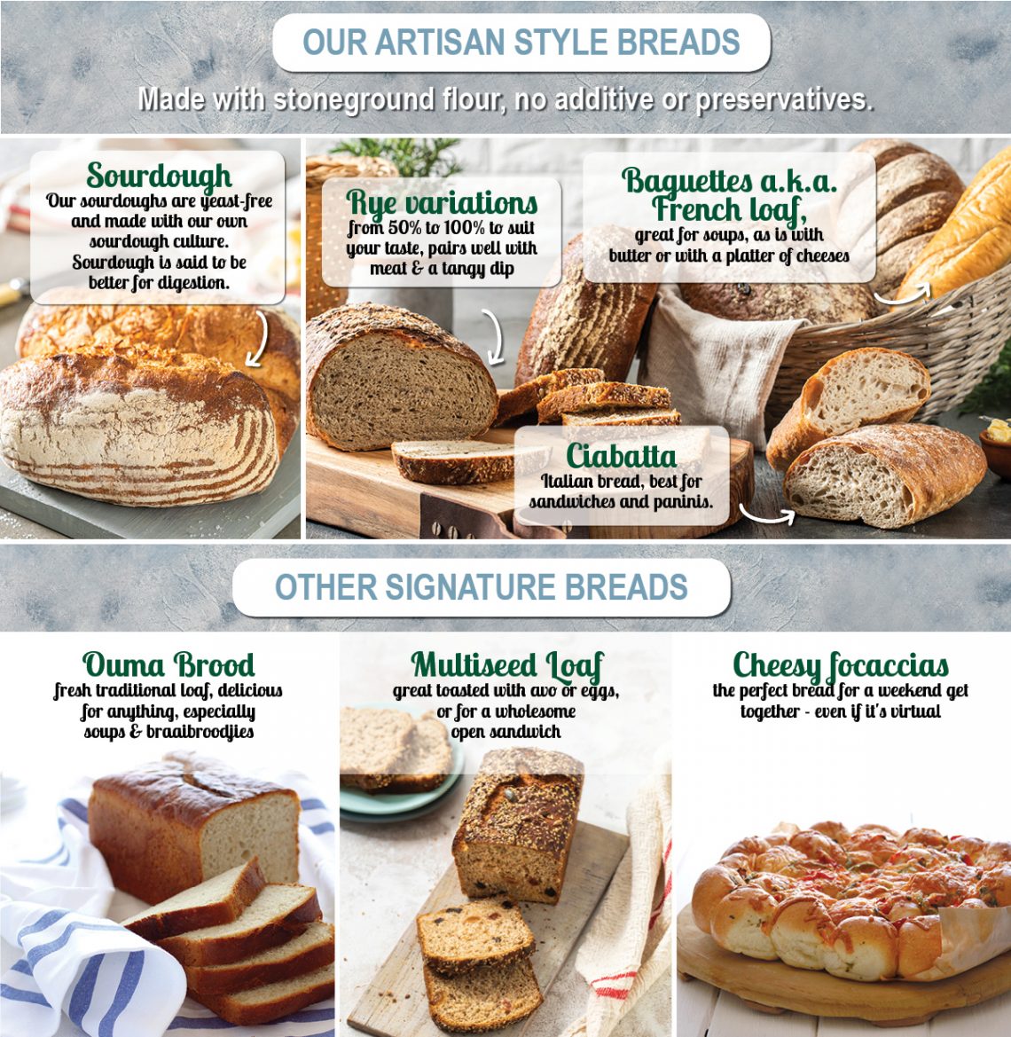 Fresh Breads baked daily at the Food lover's Market bakery